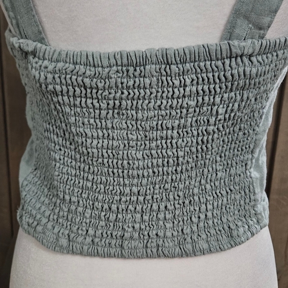 ABERCROMBIE Linen Blend Sweetheart Neckline Tailored Top In Sage. Size Medium - Picture 2 of 12